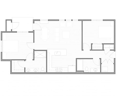 Floor plan for 2 beds, 2 baths, 952 sqft